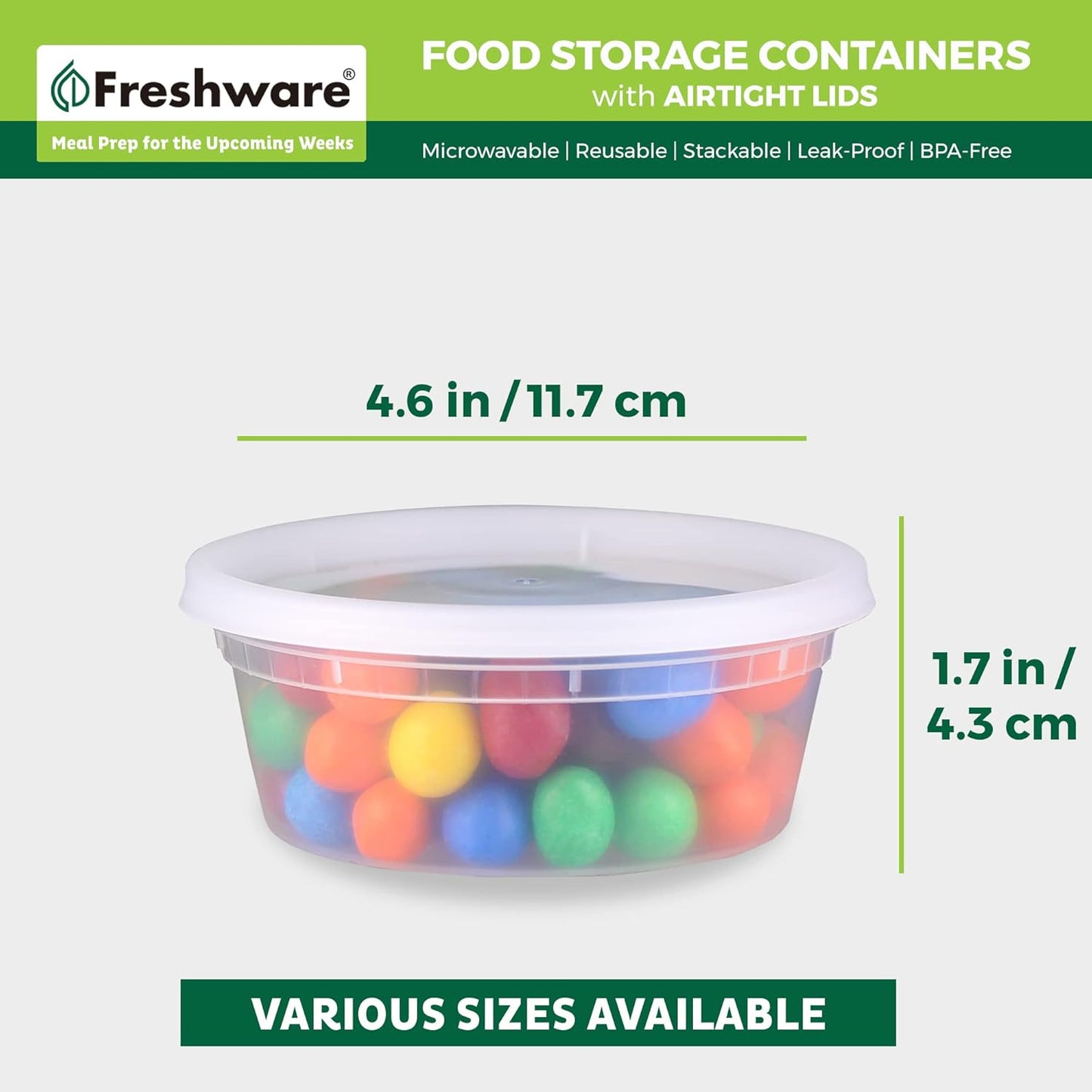Food Storage Containers [50 Set] 8 oz Plastic Deli Containers with Lids, Slime, Soup, Meal Prep Containers, BPA Free, Stackable, Leakproof, Microwave, Dishwasher and Freezer Safe