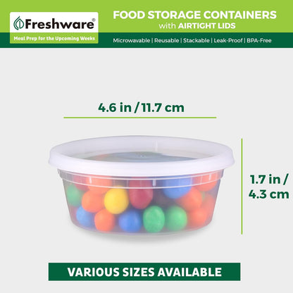 Food Storage Containers [50 Set] 8 oz Plastic Deli Containers with Lids, Slime, Soup, Meal Prep Containers, BPA Free, Stackable, Leakproof, Microwave, Dishwasher and Freezer Safe