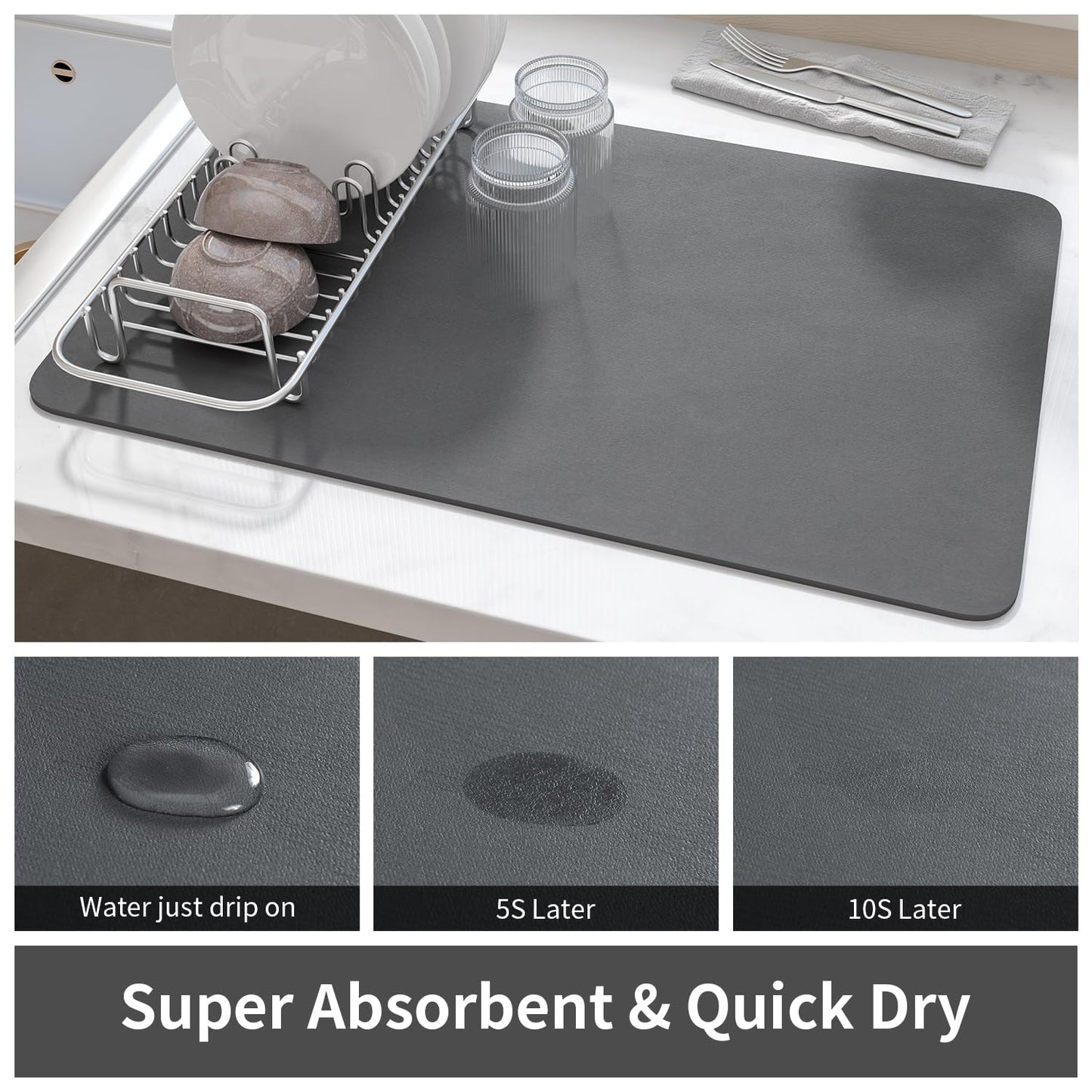 Dish Drying Mat Coffee Mat Super Absorbent Quick Drying Mat for Kitchen Counter