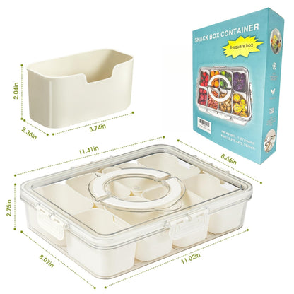 Snackle Box Container - Divided Serving Tray with Lid & Handle, Portable Snack Organizer for Candy, Fruits, Nuts, Treats - Leakproof Bento-Style Platter for Parties, Travel, Picnics