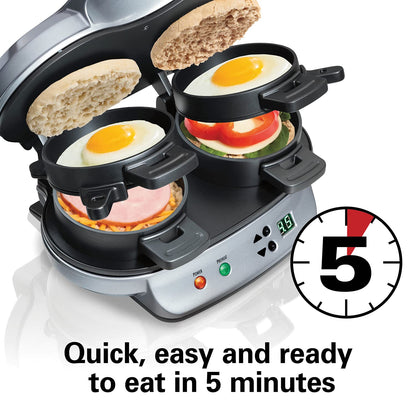 Hamilton-Beach 25478RC Breakfast Sandwich Maker with Timer, Silver, 25478RC, Single w/ Timer