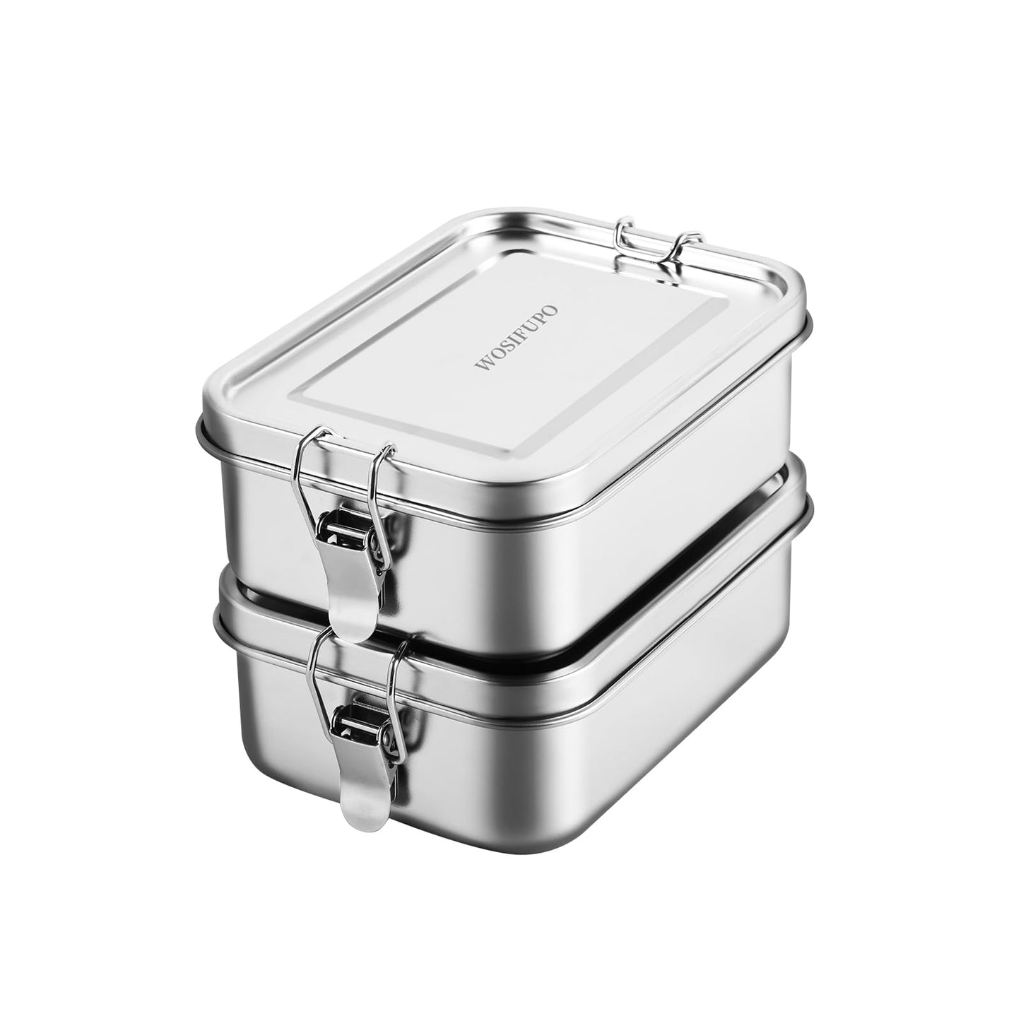 WOSIFUPO Stainless Steel Lunch Box, Bento Box Food Container with Lock Clips, Snack Box Container - Dishwasher Safe - Stainless Lid - Leak Proof