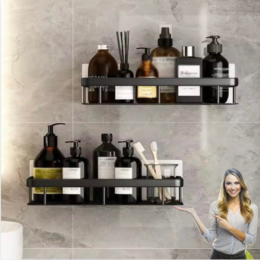 Shower Caddies,Self Adhesive Shower Caddy 2 Pack Shower Shelf,No Drilling Bathroom Shower Organizer with Hooks