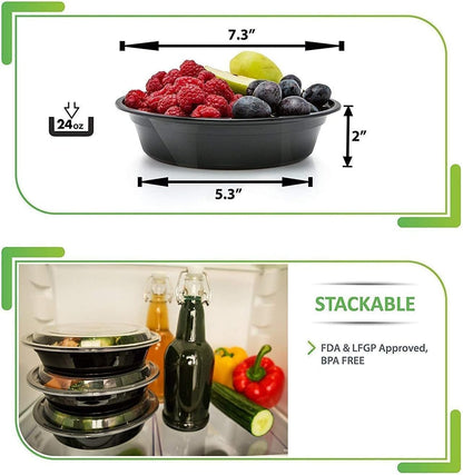 [30 Pack] Meal Prep Containers with Lids | Microwavable Dishwasher & Freezer Safe | Reusable Stackable Lunch Containers | 24oz | Bento Boxes | Food Storage Containers BPA Free