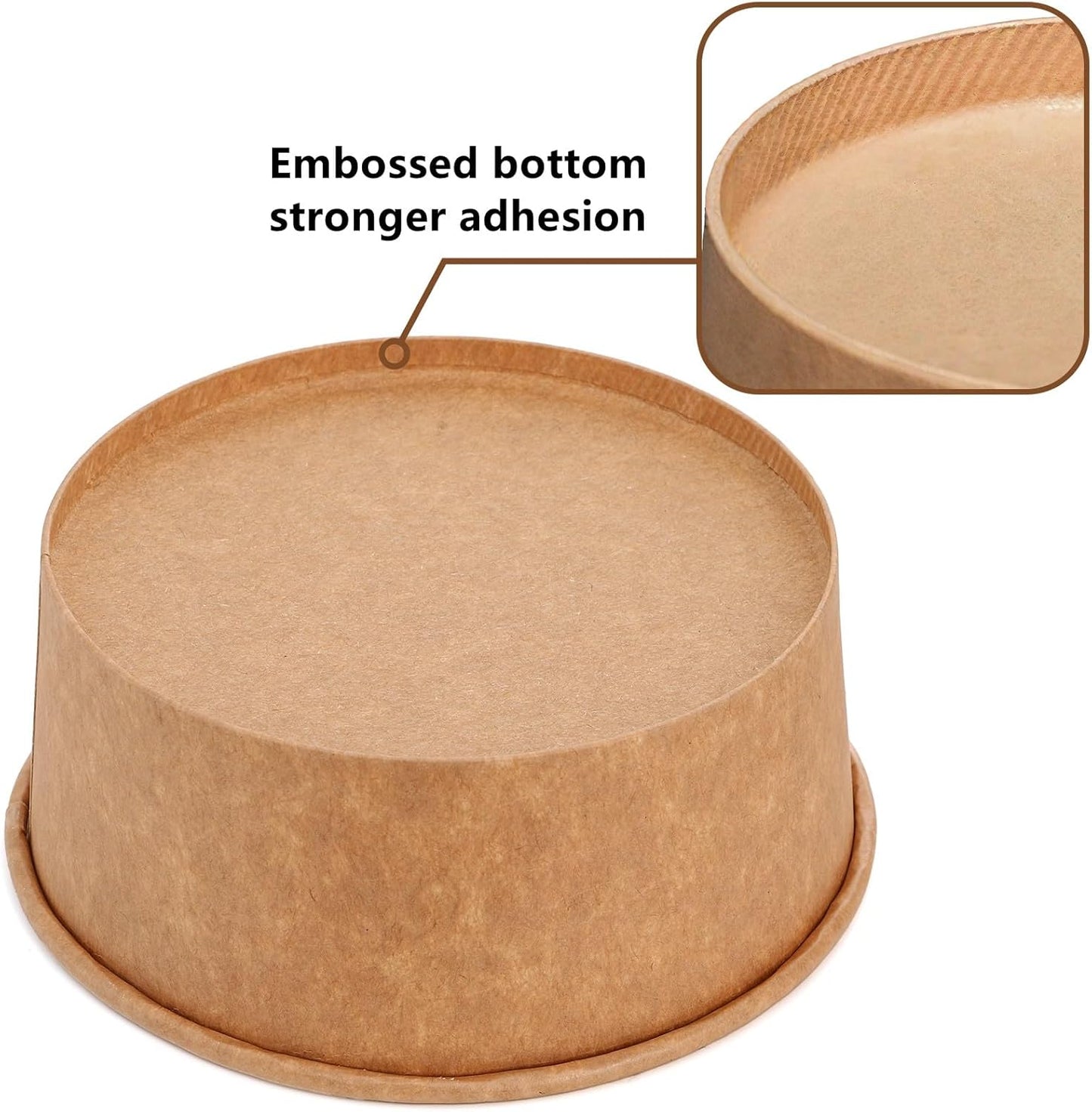 50 Pack Kraft Paper Bowls with Lid, 25 Oz Disposable Soup Salad Serving Bowls, To Go Food Container for Party Dessert, Ice Cream, Yogurt, Microwave Freezer Safe